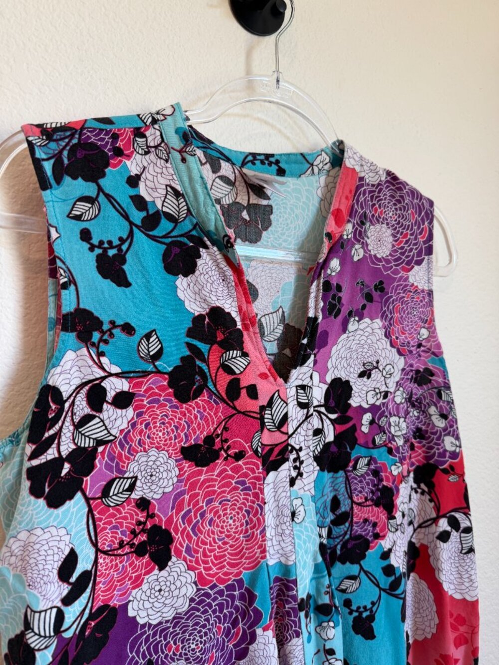 Natori Floral Sleepdress Nightgown Mini Length Size Large - Picture 2 of 7